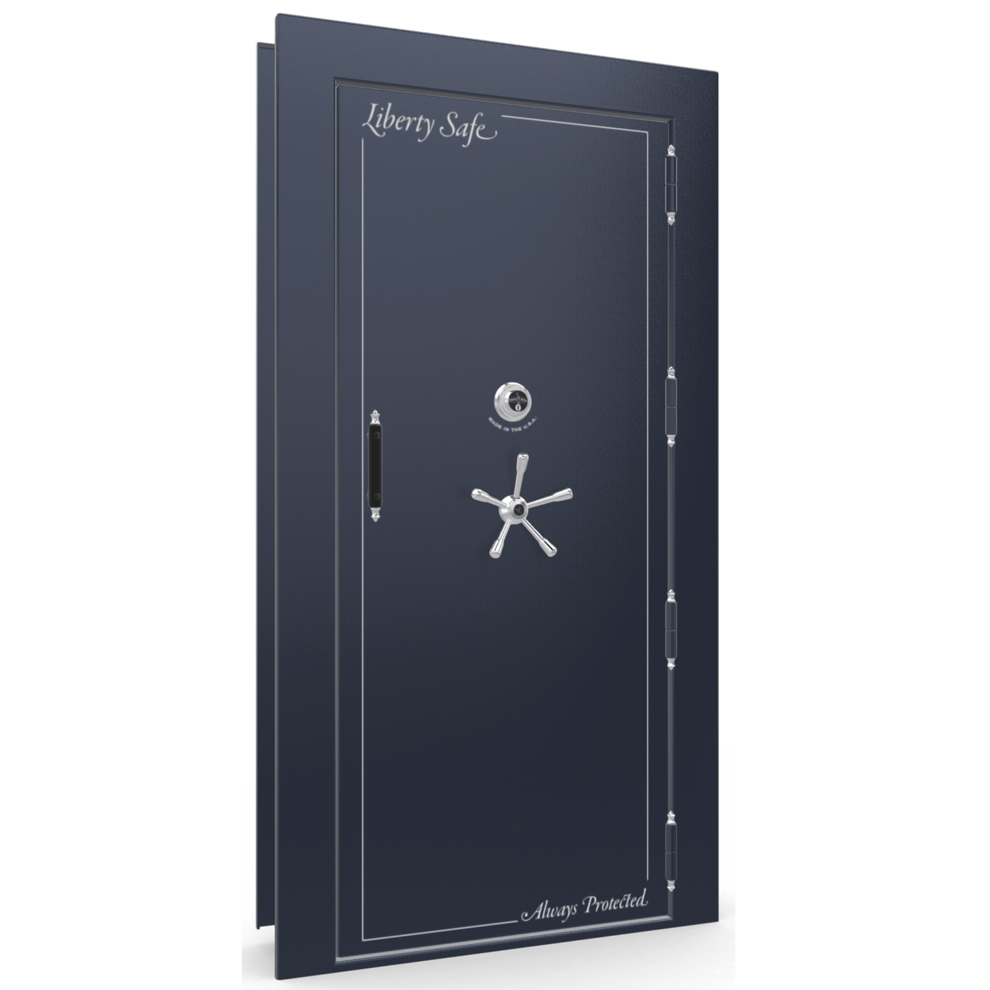 Vault Door Series | Out-Swing | Right Hinge | Blue Gloss | Mechanical Lock - closed