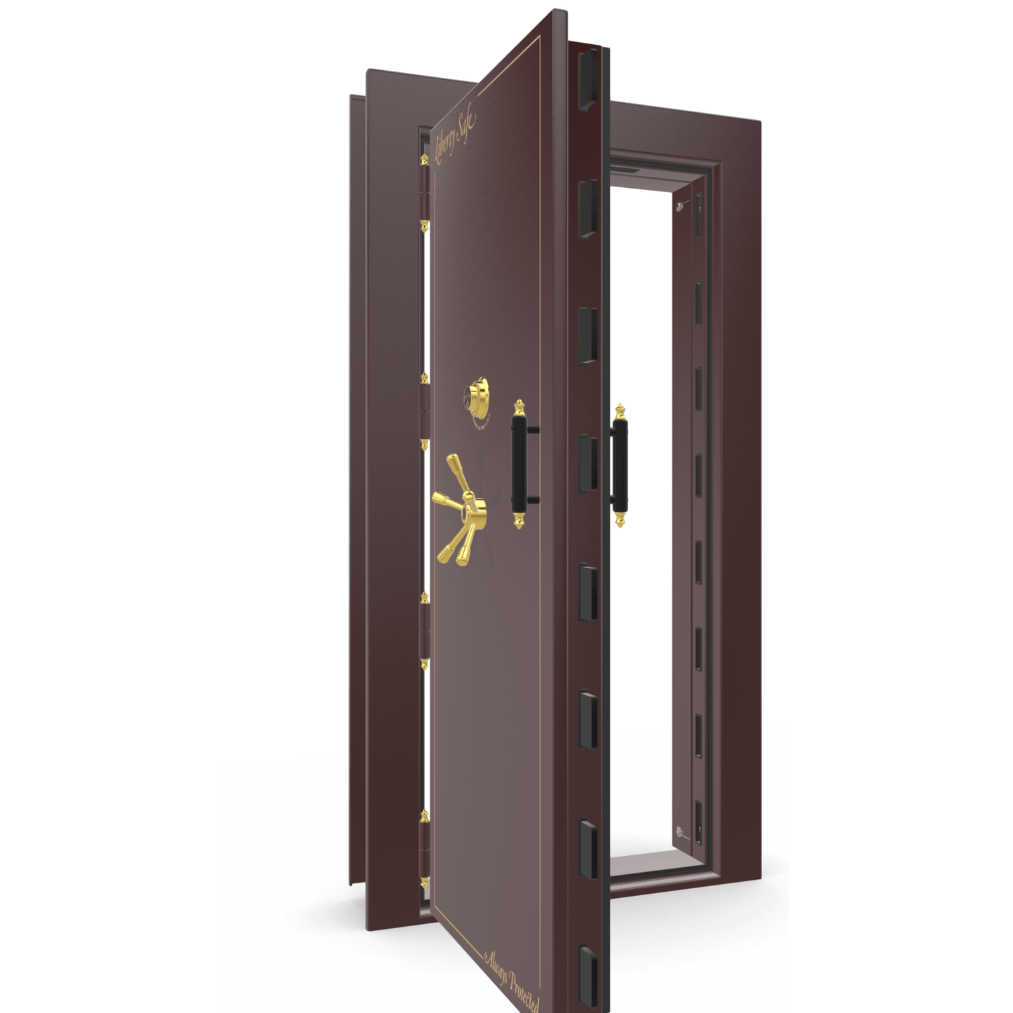 Vault Door Series | Out-Swing | Left Hinge | Burgundy Marble | Mechanical Lock - open