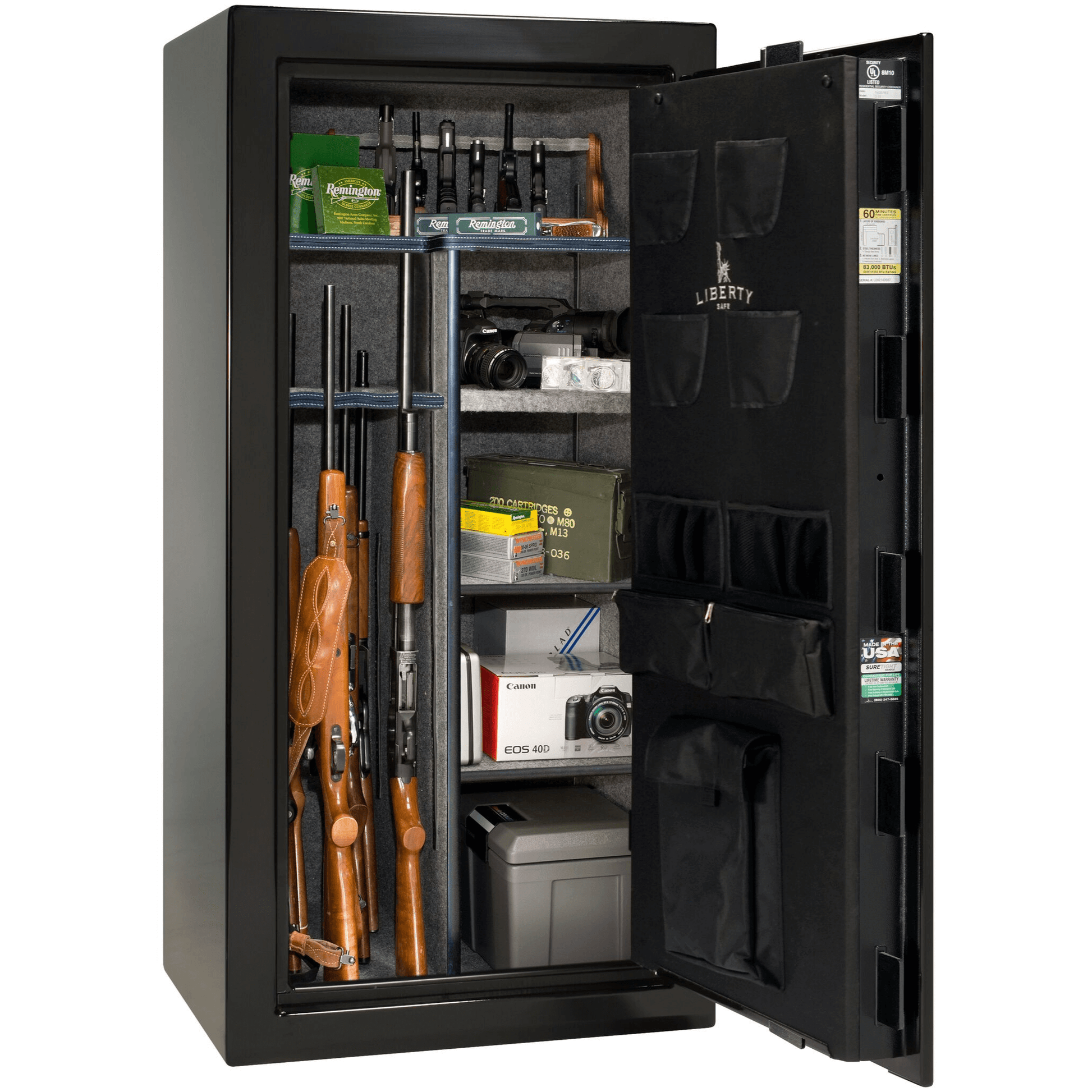 Colonial Series | Level 4 Security | 75 Minute Fire Protection| 23 | DIMENSIONS: 60.5"(H) X 30"(W) X 22"(D*) | Black Gloss | Mechanical Lock Open