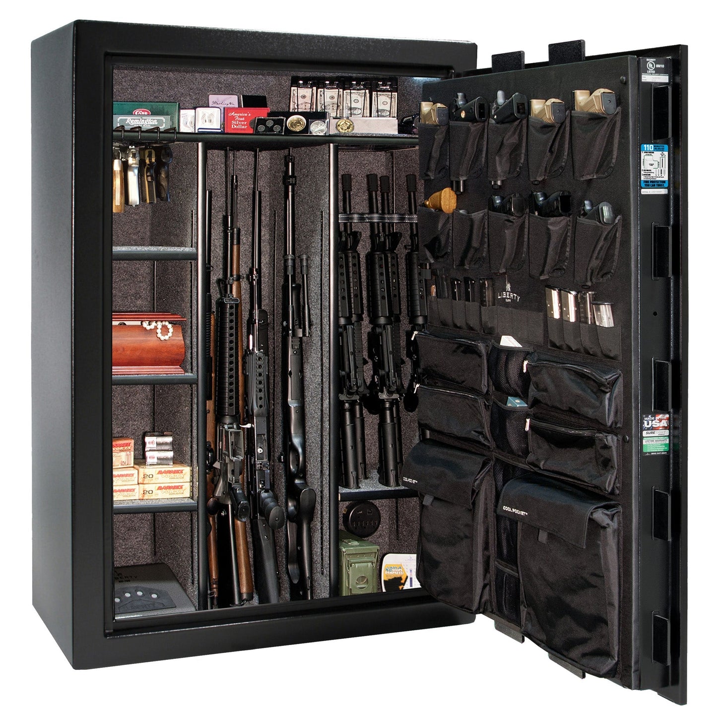 Fatboy | Extreme 6-in-One Flex Interior | Level 5 Security | 110 Minute Fire Protection | Dimensions: 60.5"(H) x 42"(W) x 27.5"(D) | Up to 60 Long Guns | Black Textured | Mechanical Lock - Open