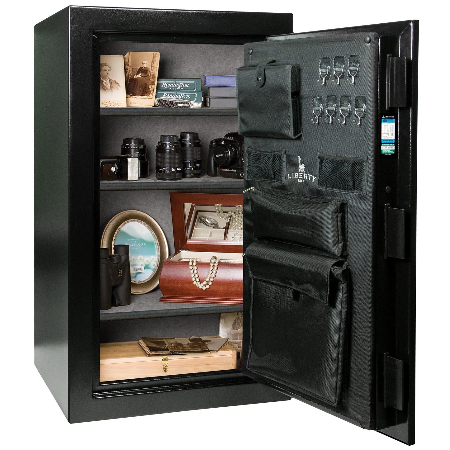 Home Series | 12 | Level 1 Security | 60 Minute Fire Protection | Dimensions: 42.25"(H) x 24.25"(W) x 20"(D) | Textured Black - Open Door