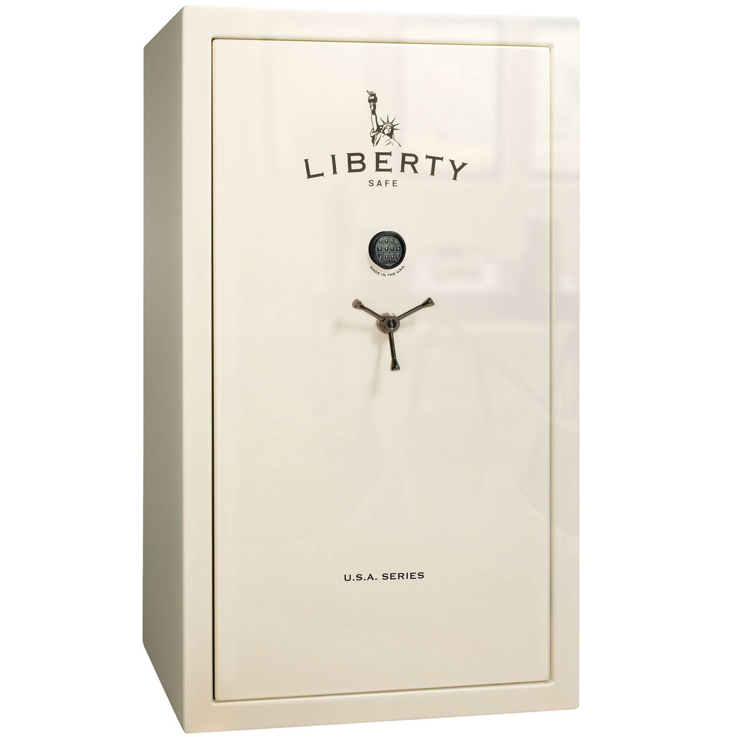 USA Series | Level 3 Security | 60 Minute Fire Rating | 50 | Dimensions: 72.5"(H) x 42"(W) x 27.5"(D) | White Gloss | Electronic Lock - closed