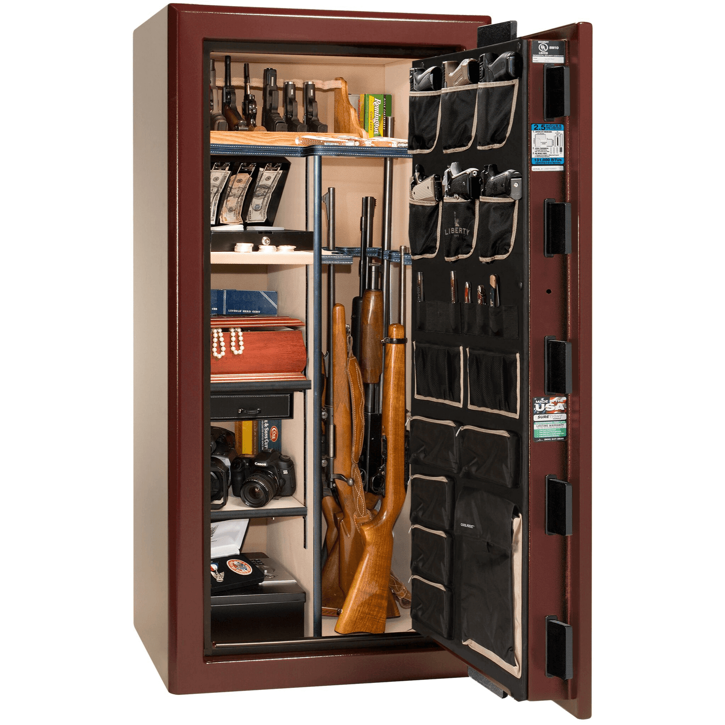 Presidential Series | Level 8 Security | 2.5 Hours Fire Protection | 25 | Dimensions: Dimensions: 60.5"(H) x 30.25"(W) x 24.75"(D*) | Burgundy Marble | Electronic Lock