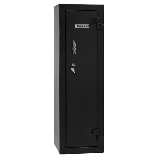 Ammo Cabinet 10 |  Dimensions: 59”(H) x 18”(W) x 16”(D) | 1 (Expandable to 2) Long Guns | Black - closed