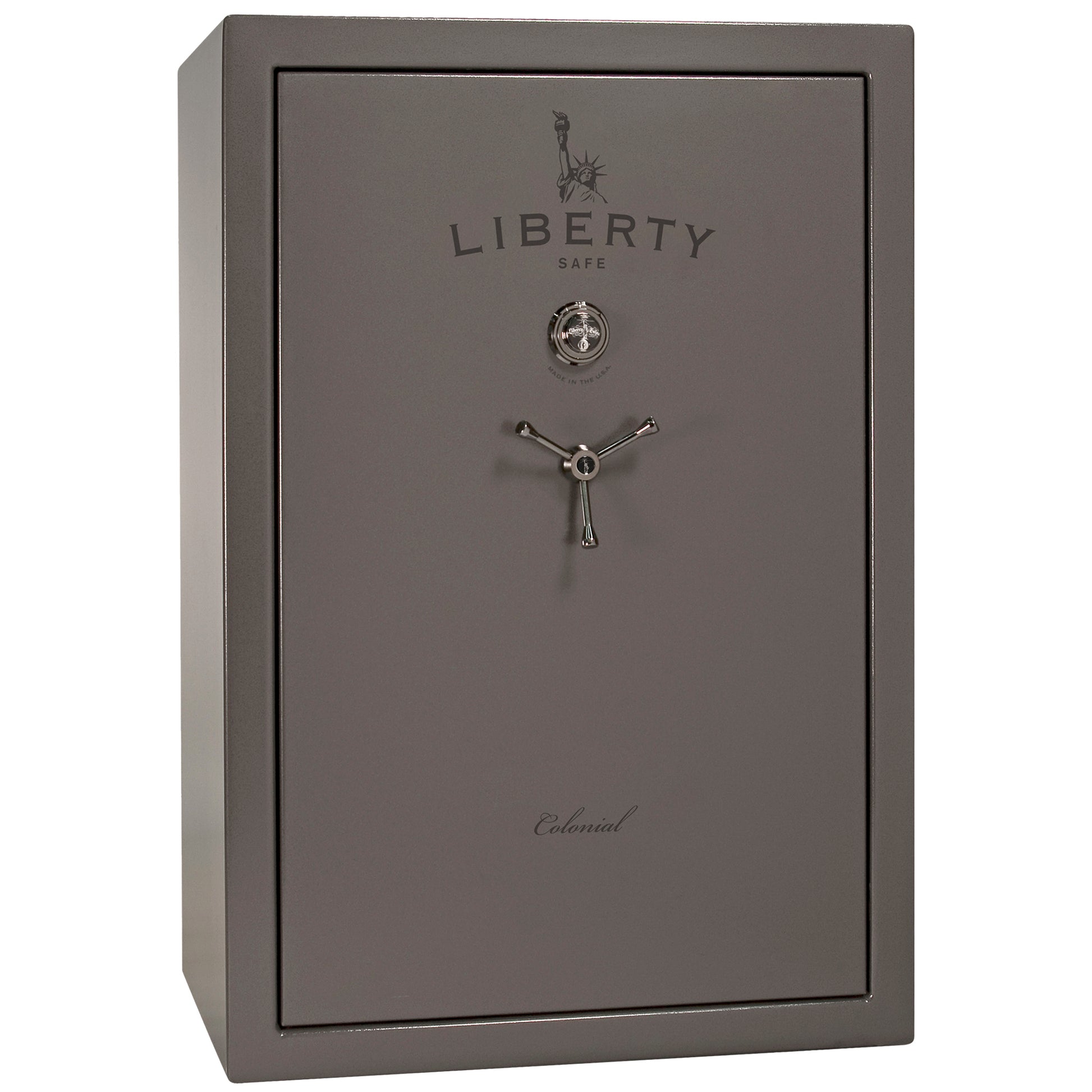 Colonial 35 | Pro Flex Interior | Level 4 Security | 75 Minute Fire Protection | Dimensions: 60.5"(H) x 42"(W) x 22"(D) | Up to 45 Long Guns | Gray Gloss | Mechanical Lock - Closed