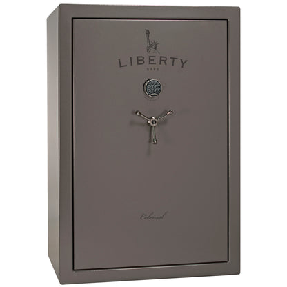 Colonial 35 | Pro Flex Interior | Level 4 Security | 75 Minute Fire Protection | Dimensions: 60.5"(H) x 42"(W) x 22"(D) | Up to 45 Long Guns | Gray Gloss | Electronic Lock - Closed