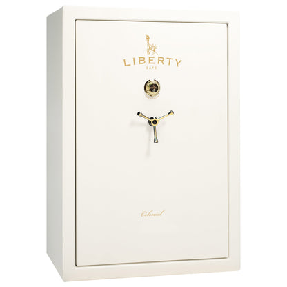 Colonial Series | Level 4 Security | 75 Minute Fire Protection | 35 | DIMENSIONS: 60.5"(H) X 42”(W) X 22"(D*) | White Gloss Brass | Mechanical Lock - closed