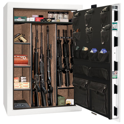 Colonial Series | Level 4 Security | 75 Minute Fire Protection | 35 | DIMENSIONS: 60.5"(H) X 42”(W) X 22"(D*) | White Gloss Brass | Mechanical Lock - open