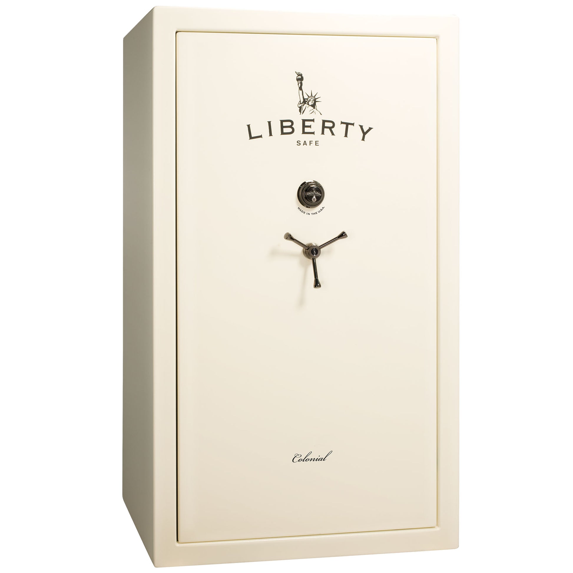 Colonial Series | Level 4 Security | 75 Minute Fire Protection | 50 PRO FLEX | DIMENSIONS: 72.5"(H) X 42"(W) X 27.5"(D*) | White Gloss Black Chrome | Mechanical Lock - Closed