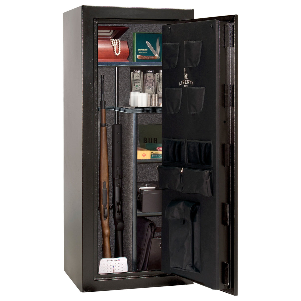 Centurion 18 | Level 1 Security | 30 Minute Fire Protection | Dimensions: 59.5&quot; x 24.25&quot; x 20&quot; | Textured Black | Elock - Open Door