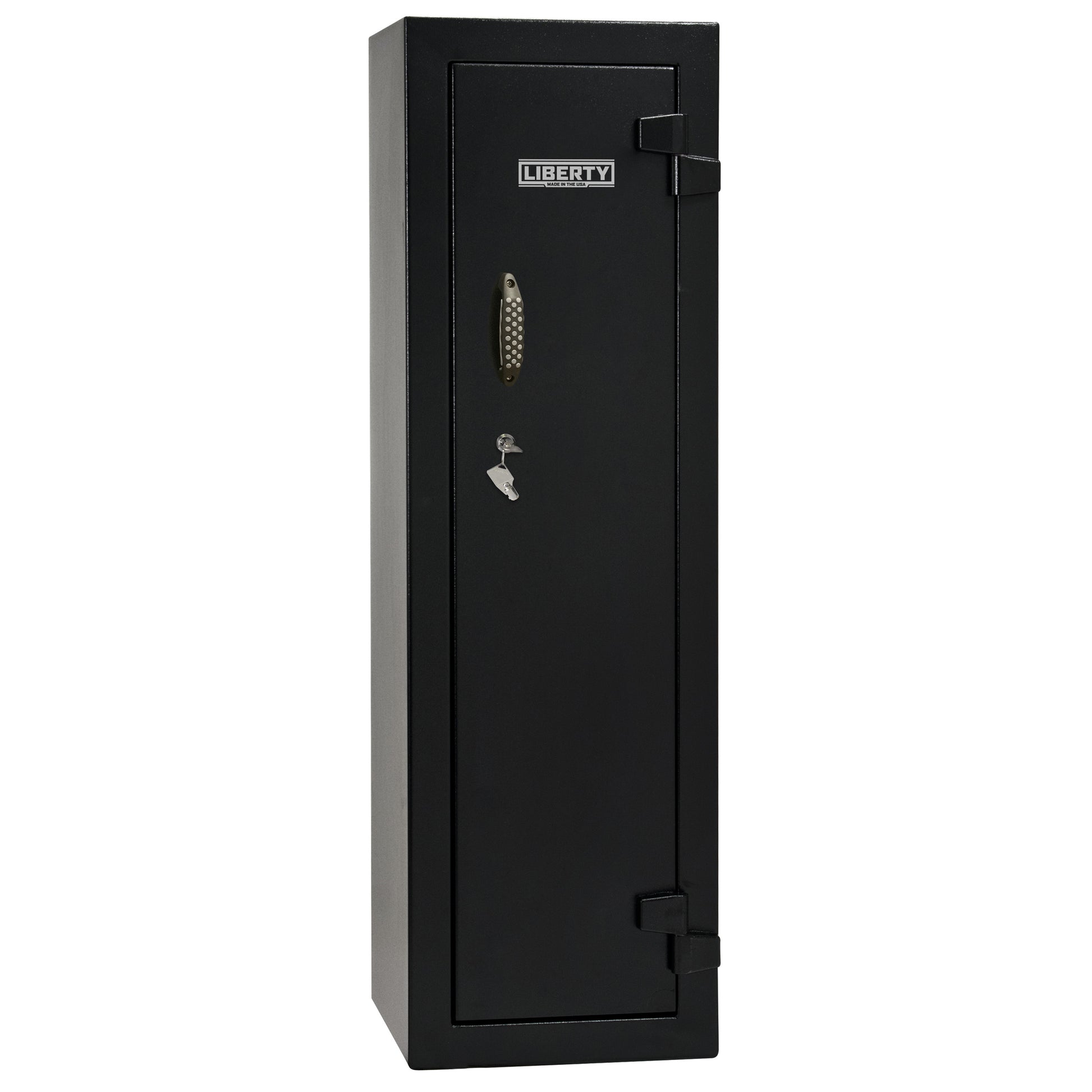 Gun Cabinet 14 | Dimensions: 59"(H) x 18"(W) x 16"(D*) | Textured Black - Closed