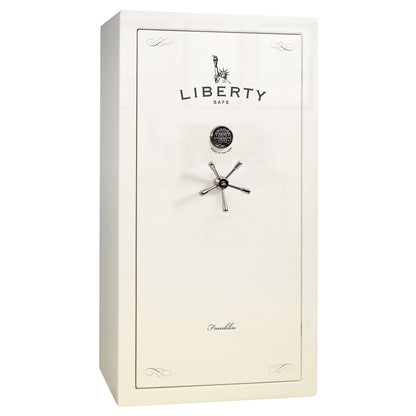 Franklin Series | Level 5 Security | 110 Minute Fire Protection | 40 | DIMENSIONS: 66.5"(H) X 36"(W) X 27.5"(D*) | White Gloss Black Chrome | ProFlex Modular Shelving - Closed Door 