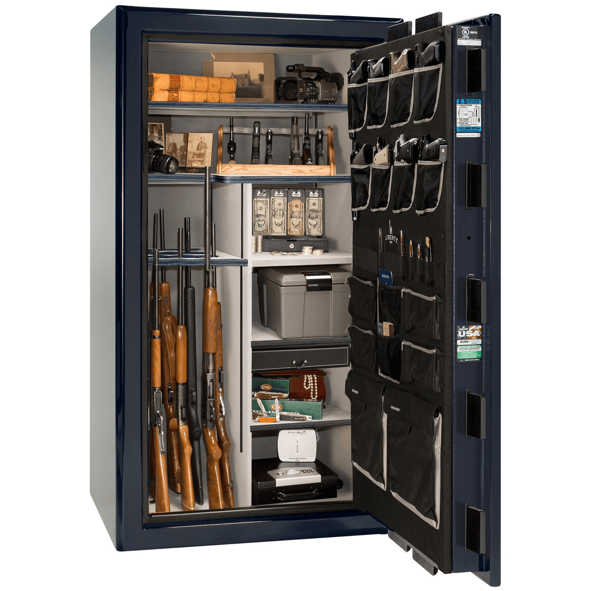 Presidential Series | Level 8 Security | 2.5 Hours Fire Protection | 40 | Dimensions: 66.5&quot;(H) x 36.25&quot;(W) x 32&quot;(D) | Blue Gloss | Chrome Hardware | Electronic Lock